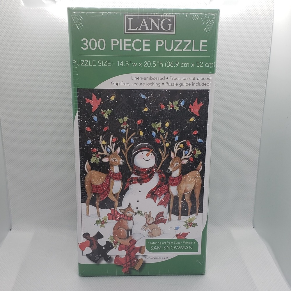 Lang Companies Snowy Lights 300 Piece Puzzle Susan Wingets SAM SNOWMAN 14.5x20.5